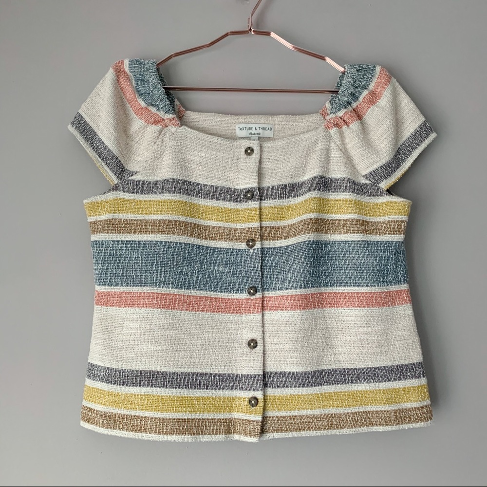 Madewell Texture & Thread Striped Button Front Top - Picture 3 of 6